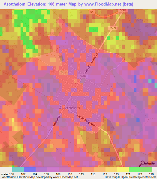Asotthalom,Hungary Elevation Map