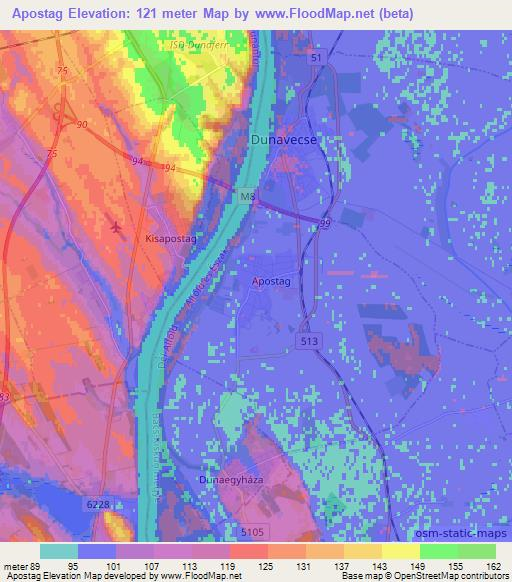 Apostag,Hungary Elevation Map