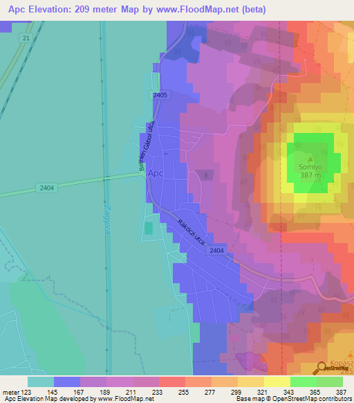 Apc,Hungary Elevation Map