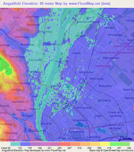 Angyalfold,Hungary Elevation Map