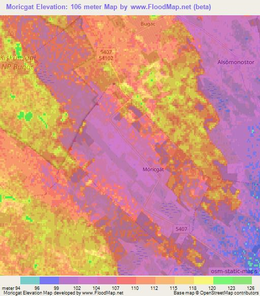 Moricgat,Hungary Elevation Map