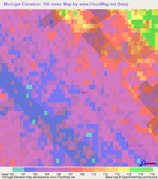 Moricgat,Hungary Elevation Map