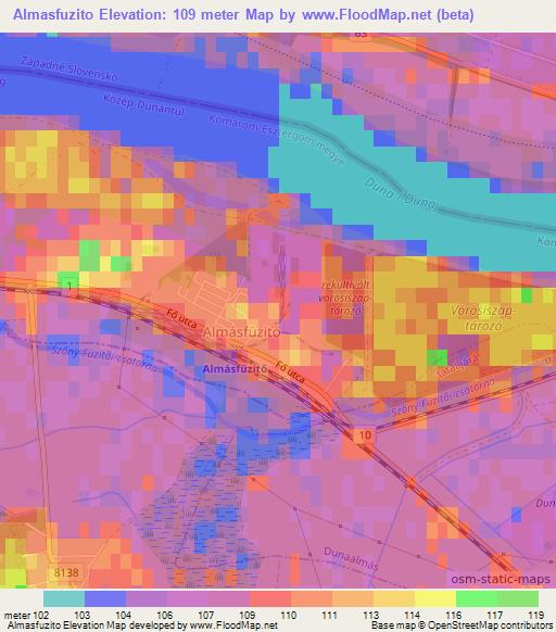 Almasfuzito,Hungary Elevation Map