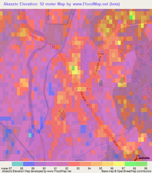 Akaszto,Hungary Elevation Map