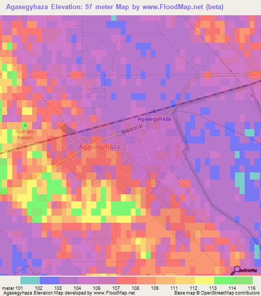 Agasegyhaza,Hungary Elevation Map