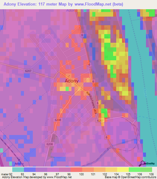 Adony,Hungary Elevation Map