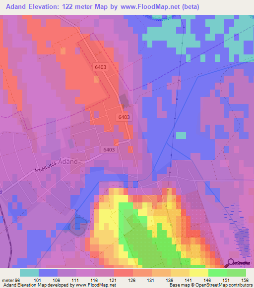 Adand,Hungary Elevation Map