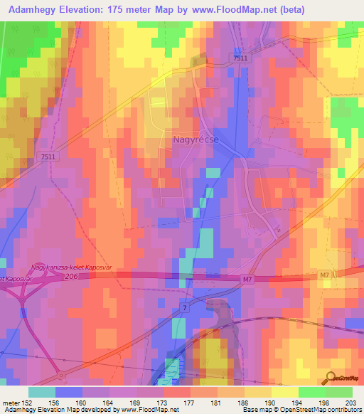 Adamhegy,Hungary Elevation Map