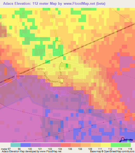 Adacs,Hungary Elevation Map