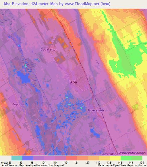 Aba,Hungary Elevation Map
