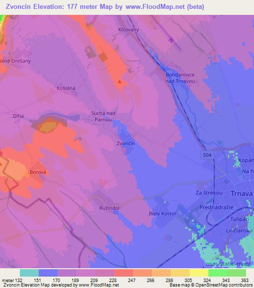 Zvoncin,Slovakia Elevation Map