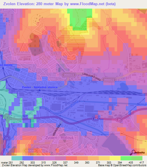 Zvolen,Slovakia Elevation Map