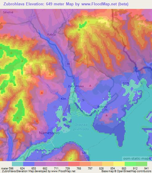 Zubrohlava,Slovakia Elevation Map