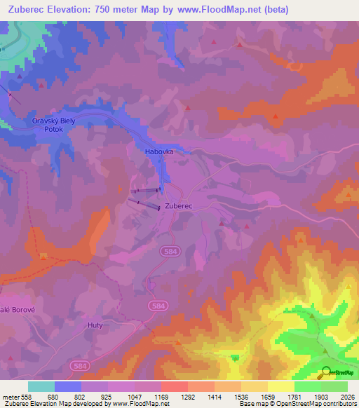 Zuberec,Slovakia Elevation Map