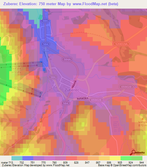 Zuberec,Slovakia Elevation Map