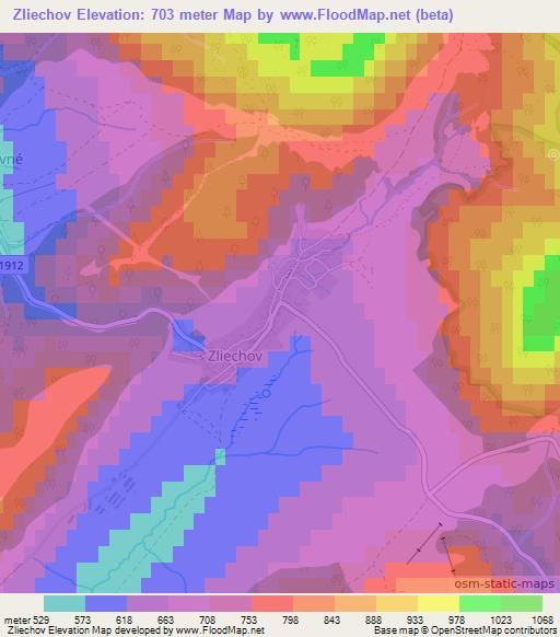 Zliechov,Slovakia Elevation Map