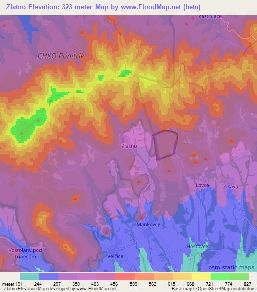 Zlatno,Slovakia Elevation Map