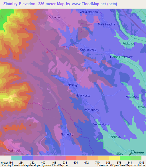 Zlatniky,Slovakia Elevation Map