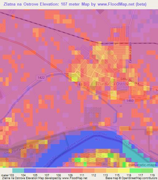 Zlatna na Ostrove,Slovakia Elevation Map