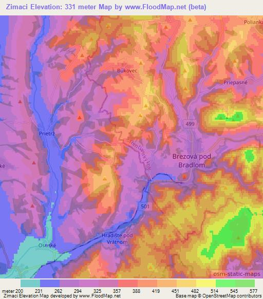 Zimaci,Slovakia Elevation Map