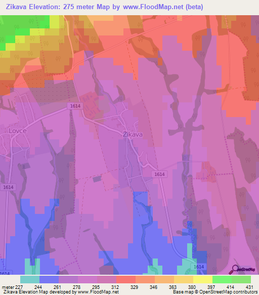 Zikava,Slovakia Elevation Map
