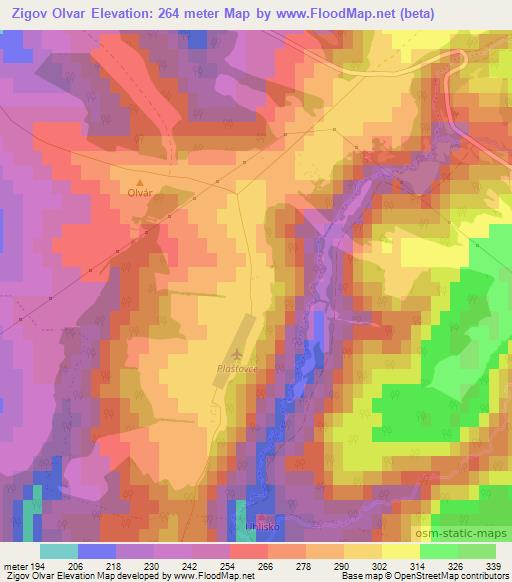 Zigov Olvar,Slovakia Elevation Map