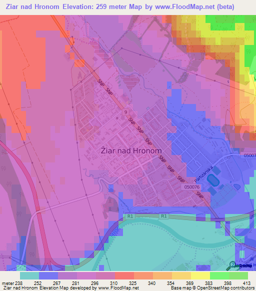 Ziar nad Hronom,Slovakia Elevation Map