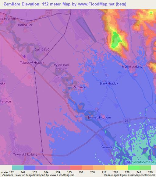 Zemliare,Slovakia Elevation Map