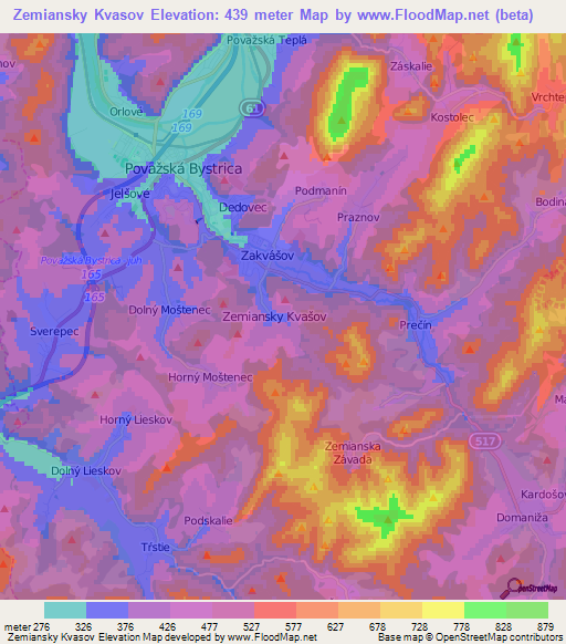 Zemiansky Kvasov,Slovakia Elevation Map