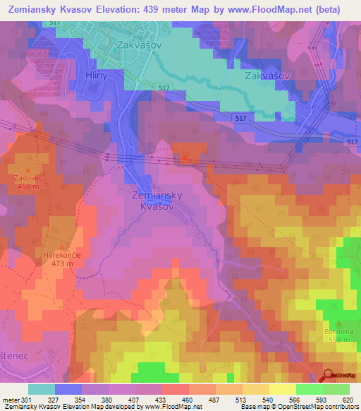 Zemiansky Kvasov,Slovakia Elevation Map