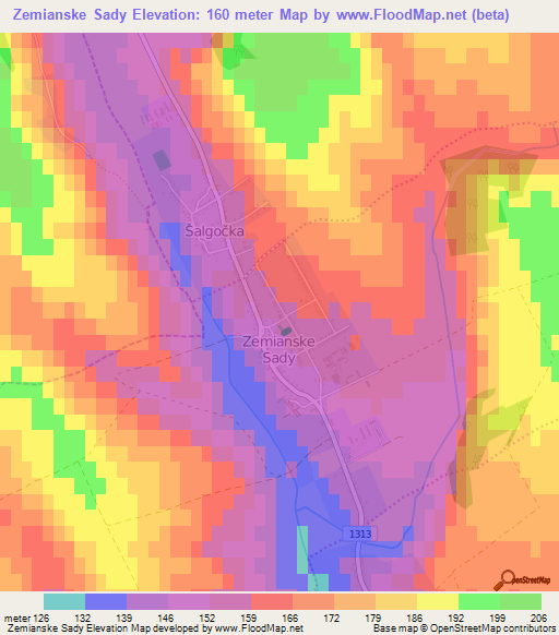 Zemianske Sady,Slovakia Elevation Map