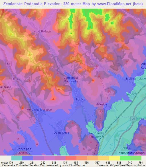 Zemianske Podhradie,Slovakia Elevation Map
