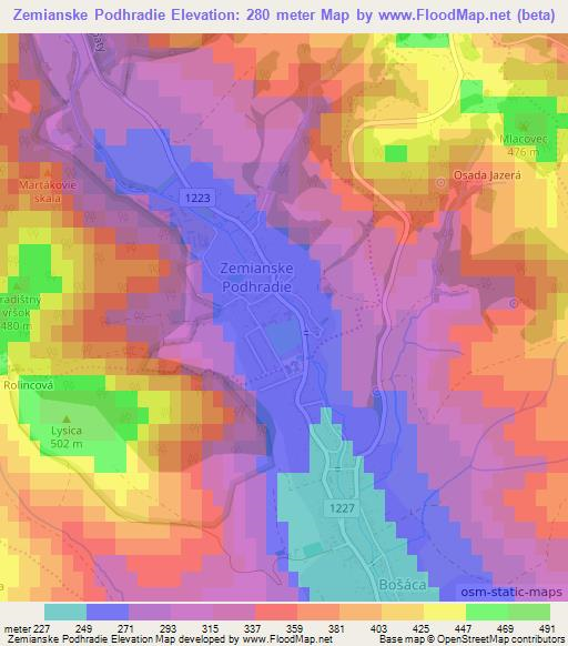 Zemianske Podhradie,Slovakia Elevation Map