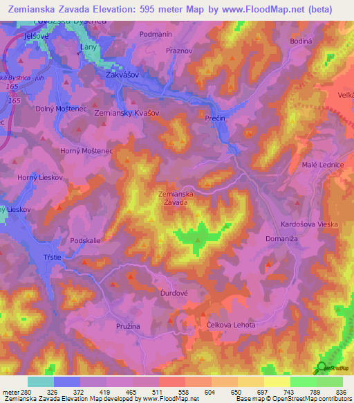 Zemianska Zavada,Slovakia Elevation Map