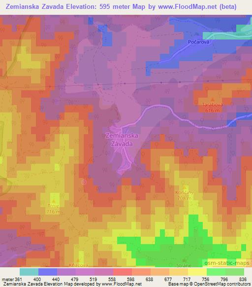 Zemianska Zavada,Slovakia Elevation Map