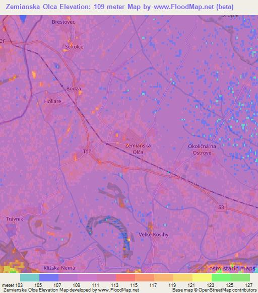 Zemianska Olca,Slovakia Elevation Map