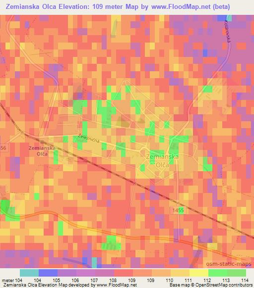Zemianska Olca,Slovakia Elevation Map