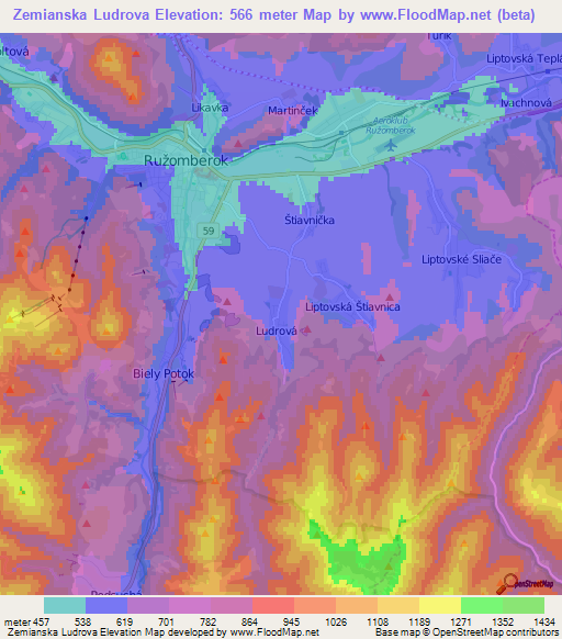 Zemianska Ludrova,Slovakia Elevation Map