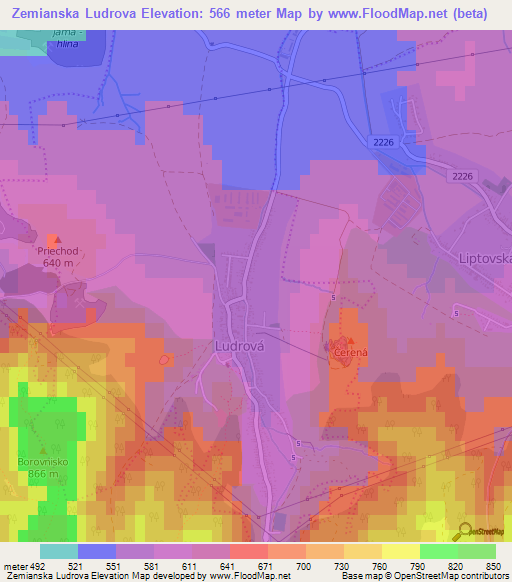 Zemianska Ludrova,Slovakia Elevation Map