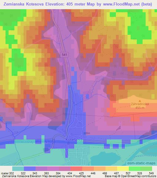 Zemianska Kotesova,Slovakia Elevation Map
