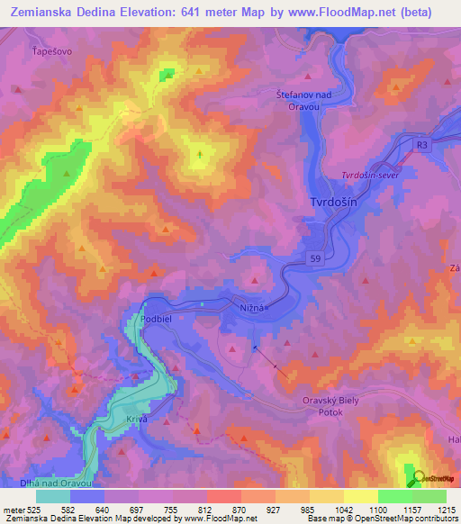 Zemianska Dedina,Slovakia Elevation Map