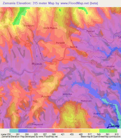 Zemania,Slovakia Elevation Map