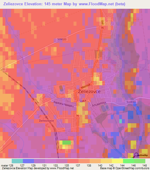 Zeliezovce,Slovakia Elevation Map