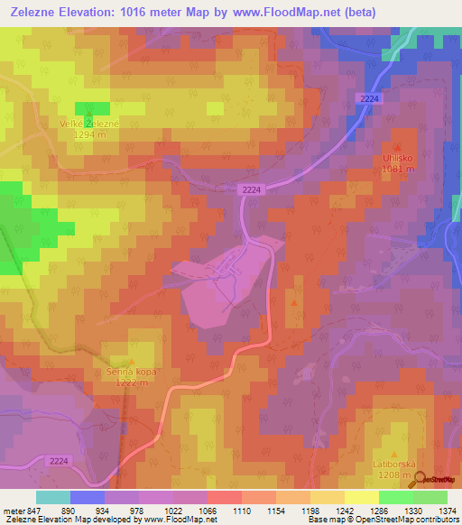 Zelezne,Slovakia Elevation Map