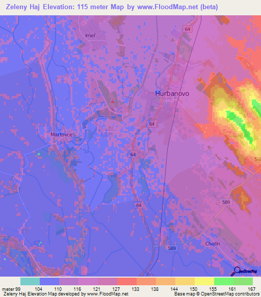 Zeleny Haj,Slovakia Elevation Map