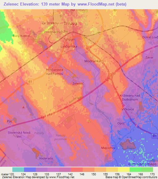 Zelenec,Slovakia Elevation Map
