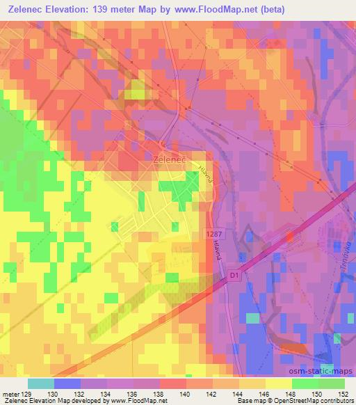 Zelenec,Slovakia Elevation Map