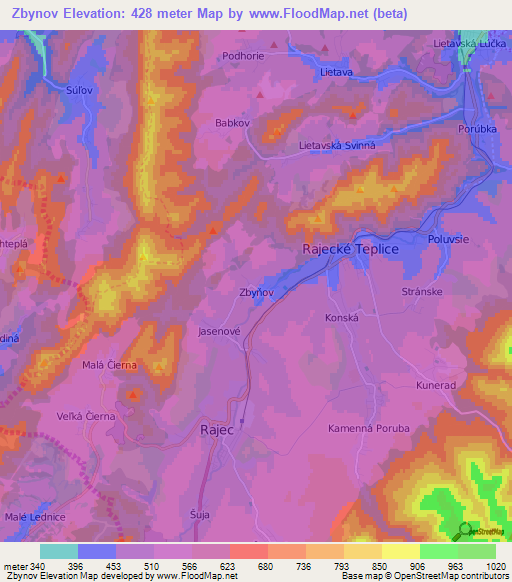 Zbynov,Slovakia Elevation Map