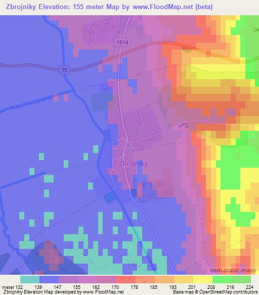 Zbrojniky,Slovakia Elevation Map