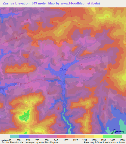 Zazriva,Slovakia Elevation Map